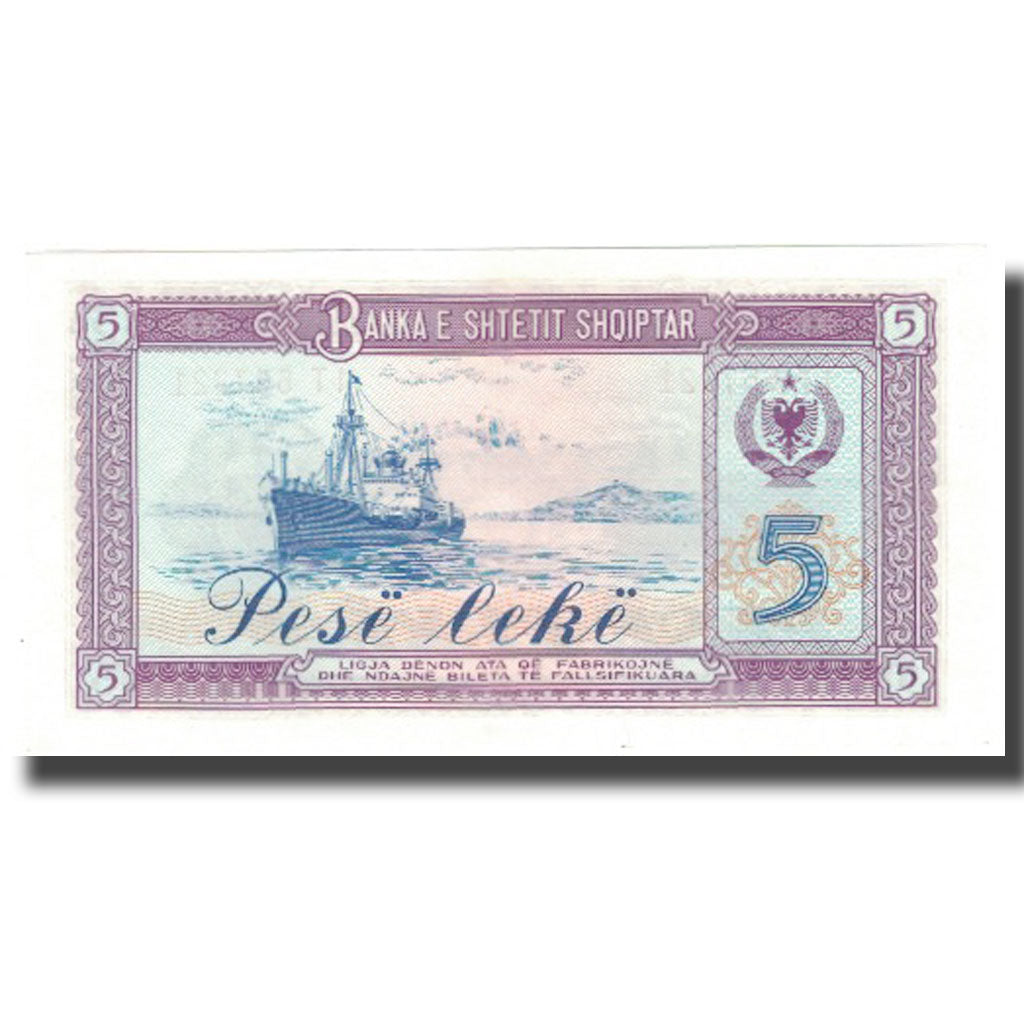 Billet, Albania, 5 Lekë, 1976, 1976, KM:42a, NEUF