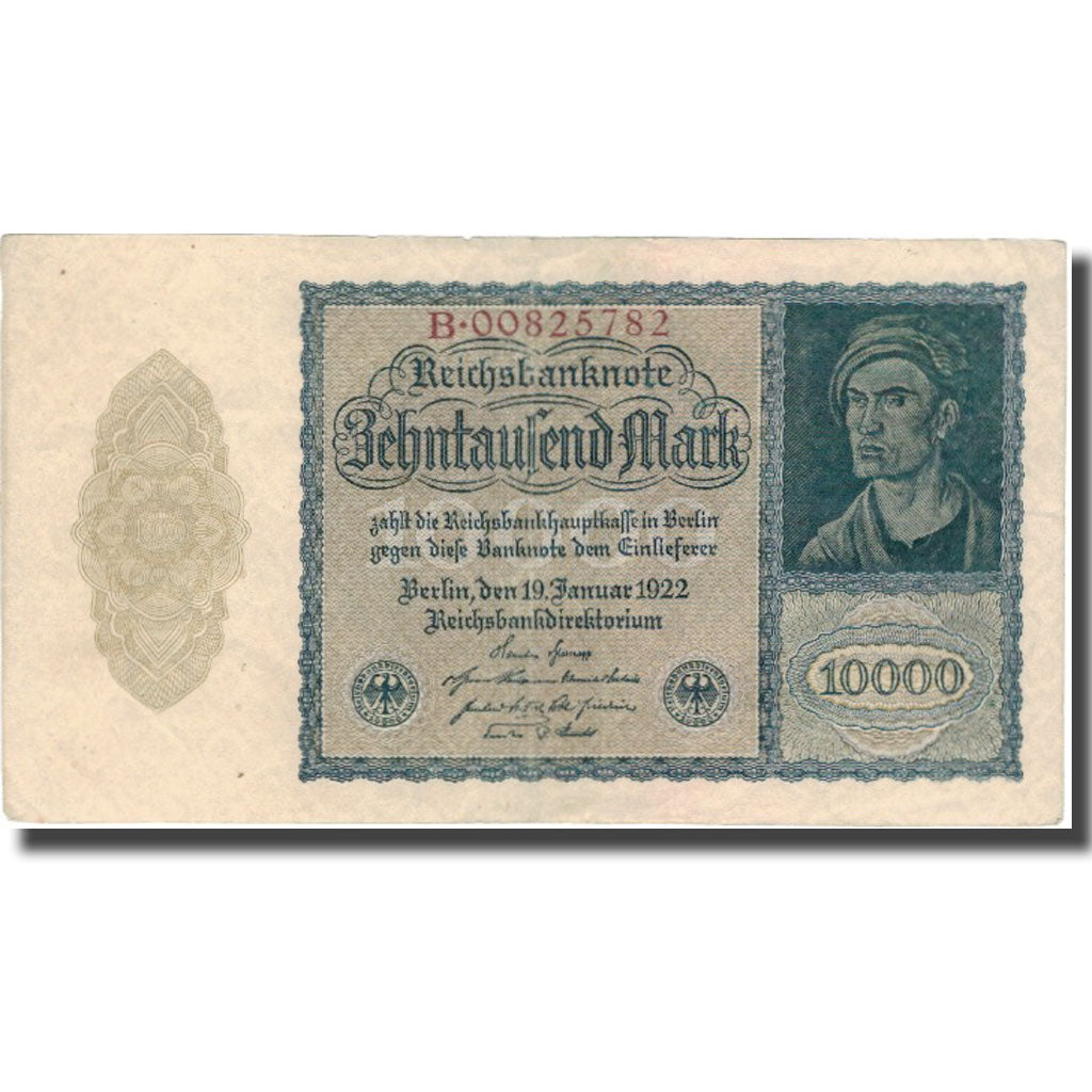 Banknot, Niemcy, 10,000 Mark, 1922, 1922-01-19, KM:71, EF(40-45)