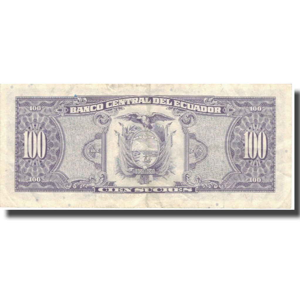 Banknote, Ecuador, 100 Sucres, 1992, 1992-3-9, KM:123Ab, EF(40-45)