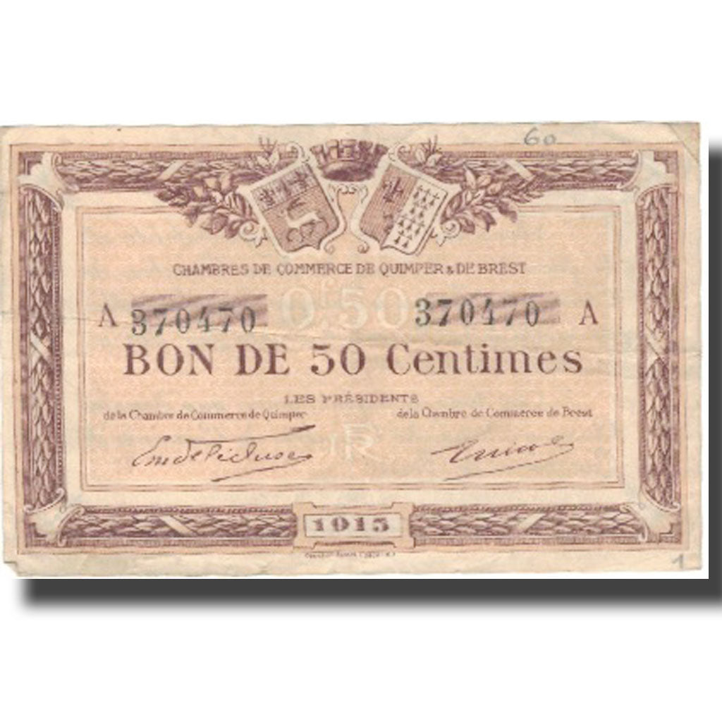 Francja, Quimper et Brest, 50 Centimes, 1915, EF(40-45)