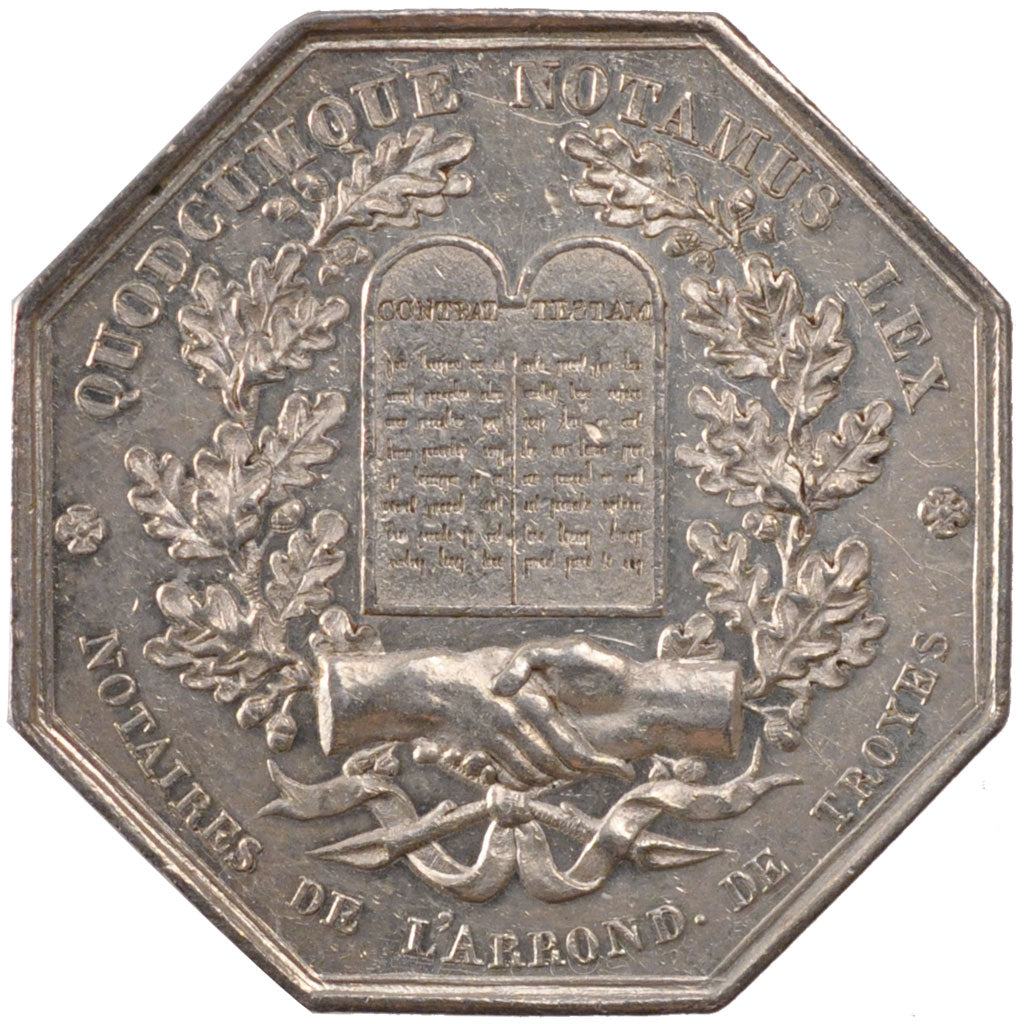 France, Token, Notary, 1833, MS(60-62), Silver, Lerouge:413