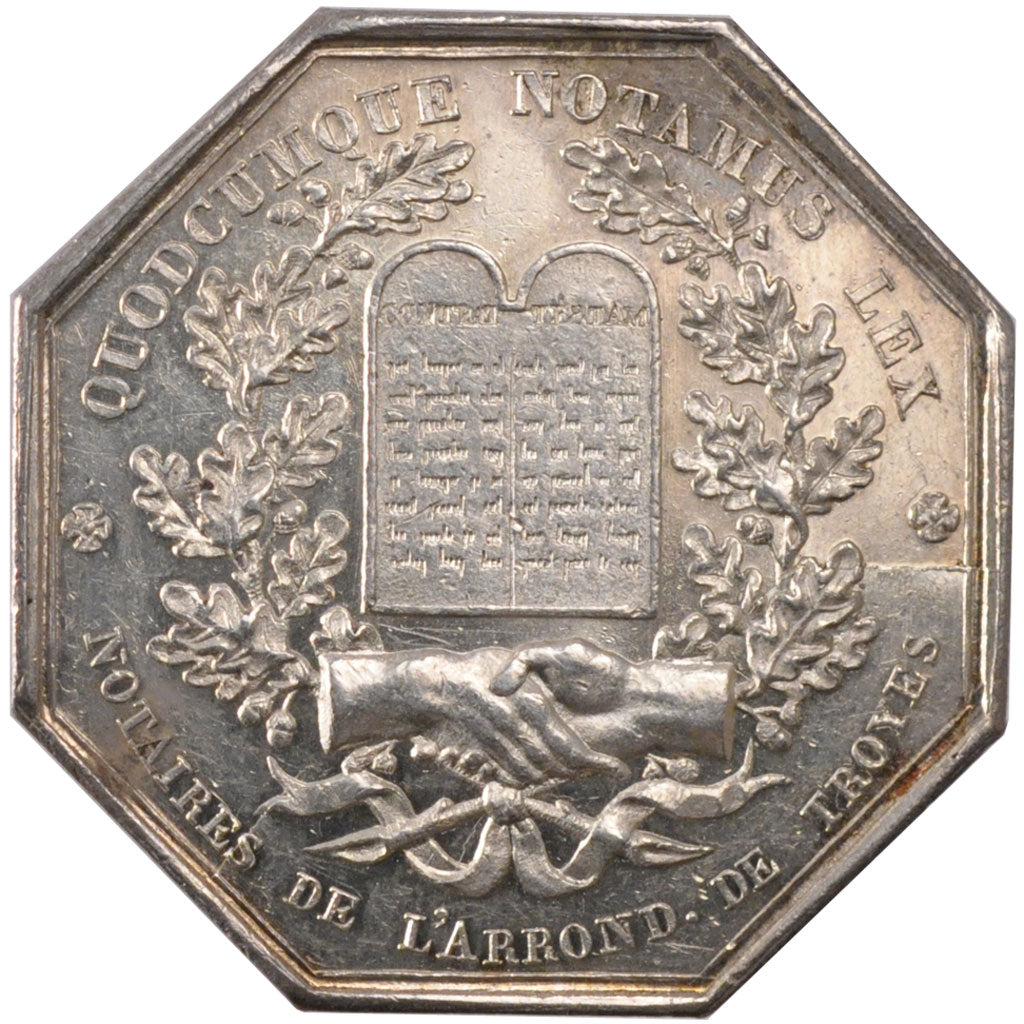 France, Token, Notary, 1833, MS(60-62), Silver, Lerouge:413