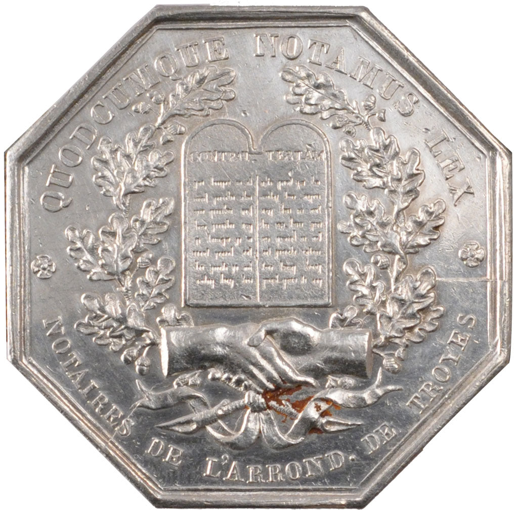 France, Token, Notary, 1833, MS(60-62), Silver, Lerouge:413