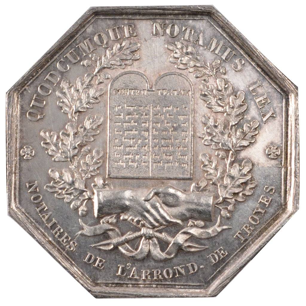 France, Token, Notary, 1833, MS(60-62), Silver, Lerouge:413