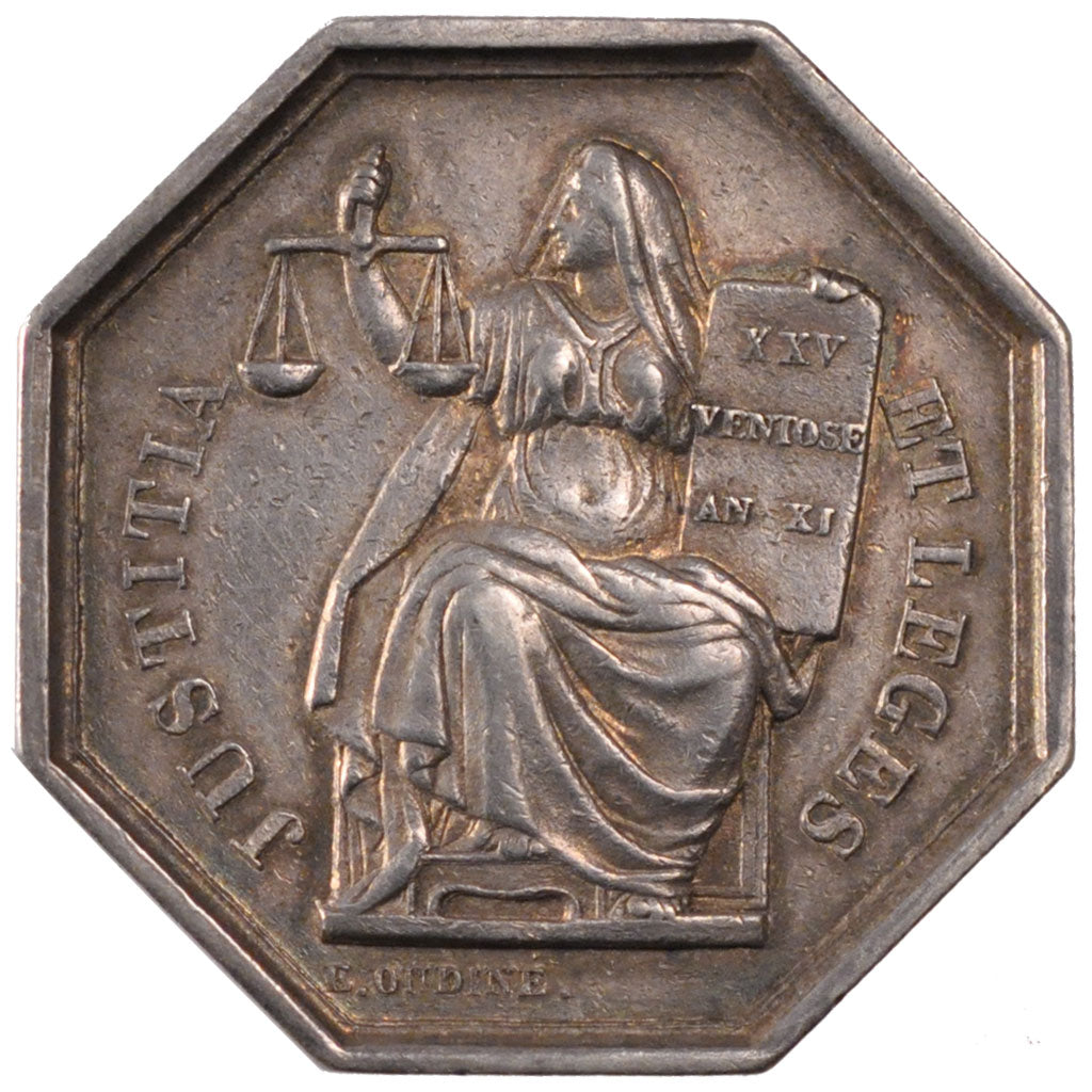 France, Token, Notaires de l'Arrondissement de Tours, n.d., Silver, EF(40-45)