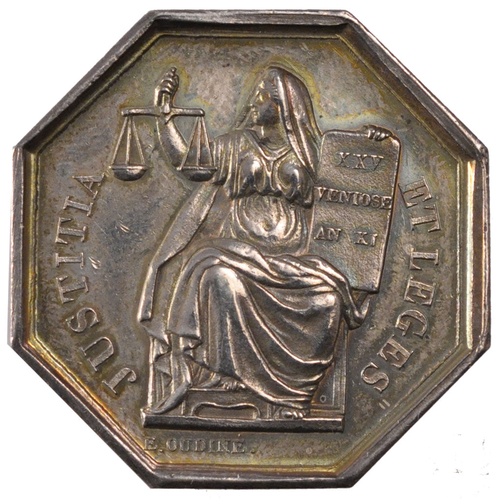 France, Token, Notaires de l'Arrondissement de Tours, n.d., Silver, MS(60-62)