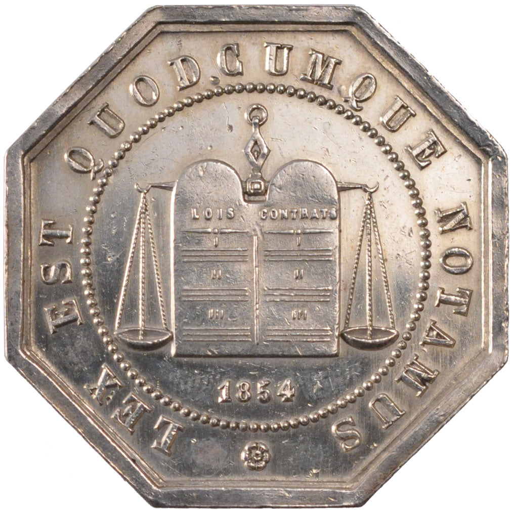 France, Token, Notary, 1854, MS(60-62), Silver, Lerouge:12
