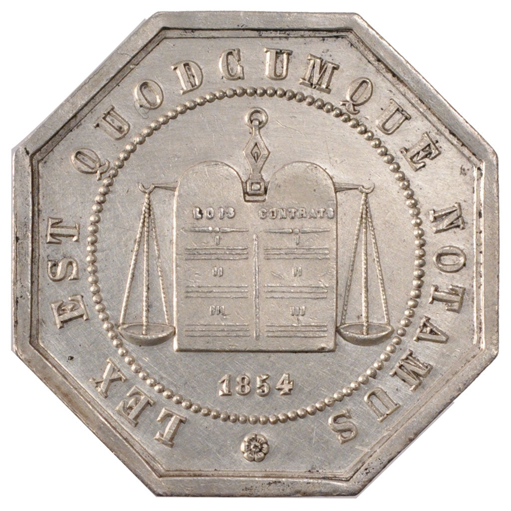 France, Token, Notary, 1854, MS(60-62), Silver, Lerouge:12