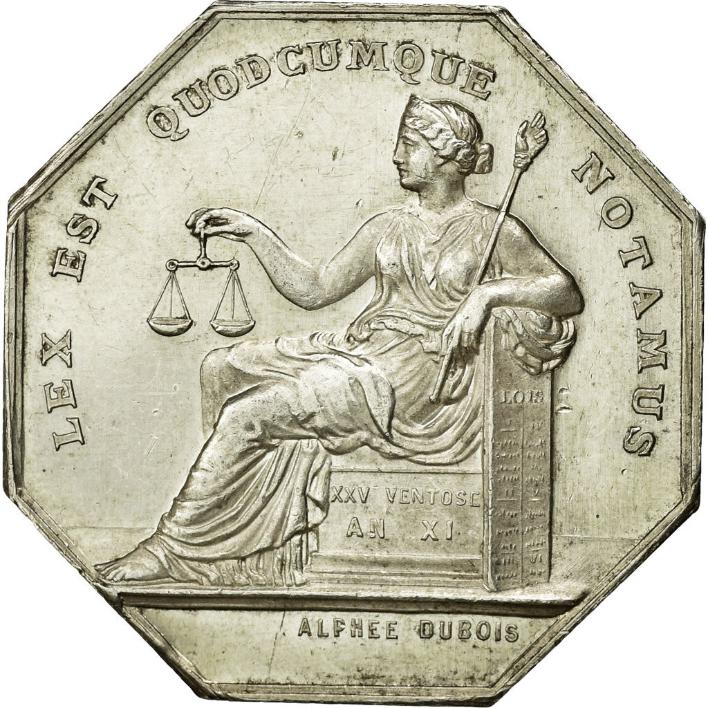 France, Token, Notary, MS(60-62), Silver, Lerouge:117