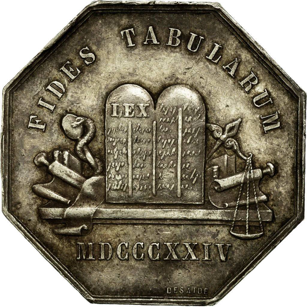 France, Token, Notary, 1824, AU(55-58), Silver, Lerouge:99e