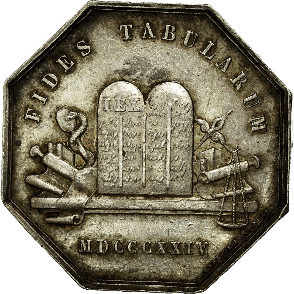 France, Token, Notary, 1824, AU(55-58), Silver, Lerouge:99c