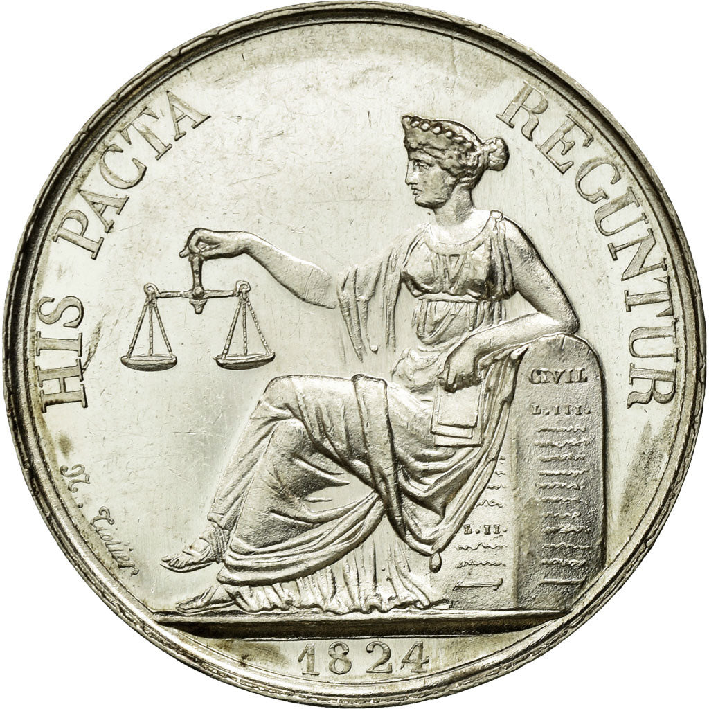 France, Token, Notary, 1824, MS(60-62), Silver, Lerouge:343