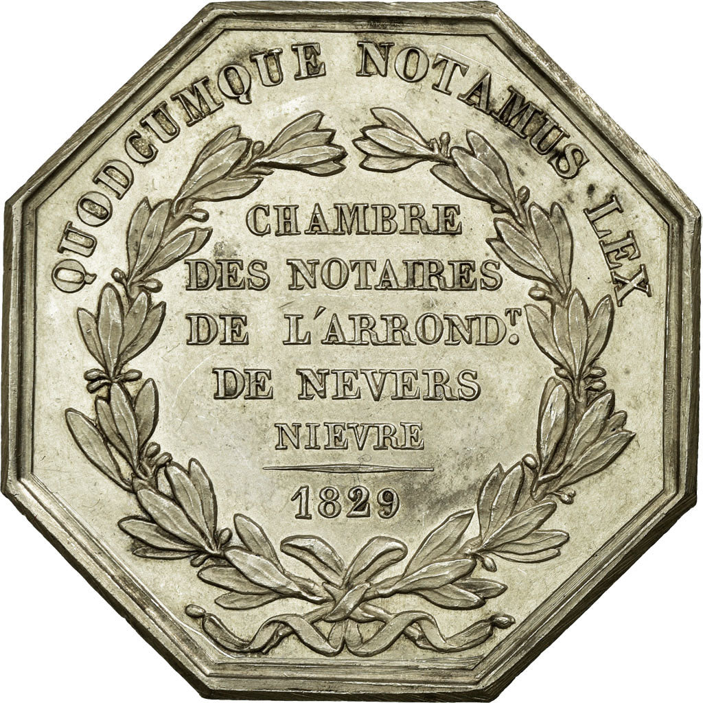 France, Token, Notary, 1829, MS(60-62), Silver, Lerouge:227