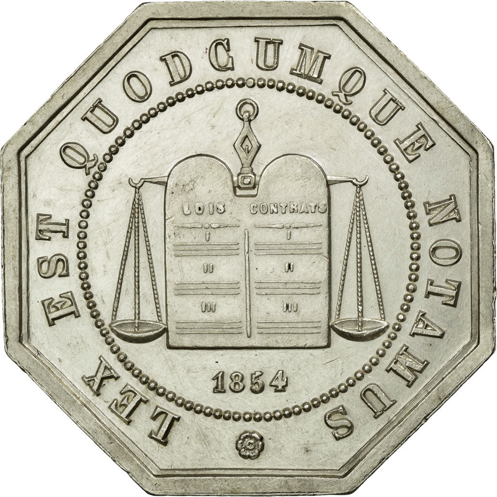 France, Token, Notary, 1854, MS(60-62), Silver, Lerouge:12