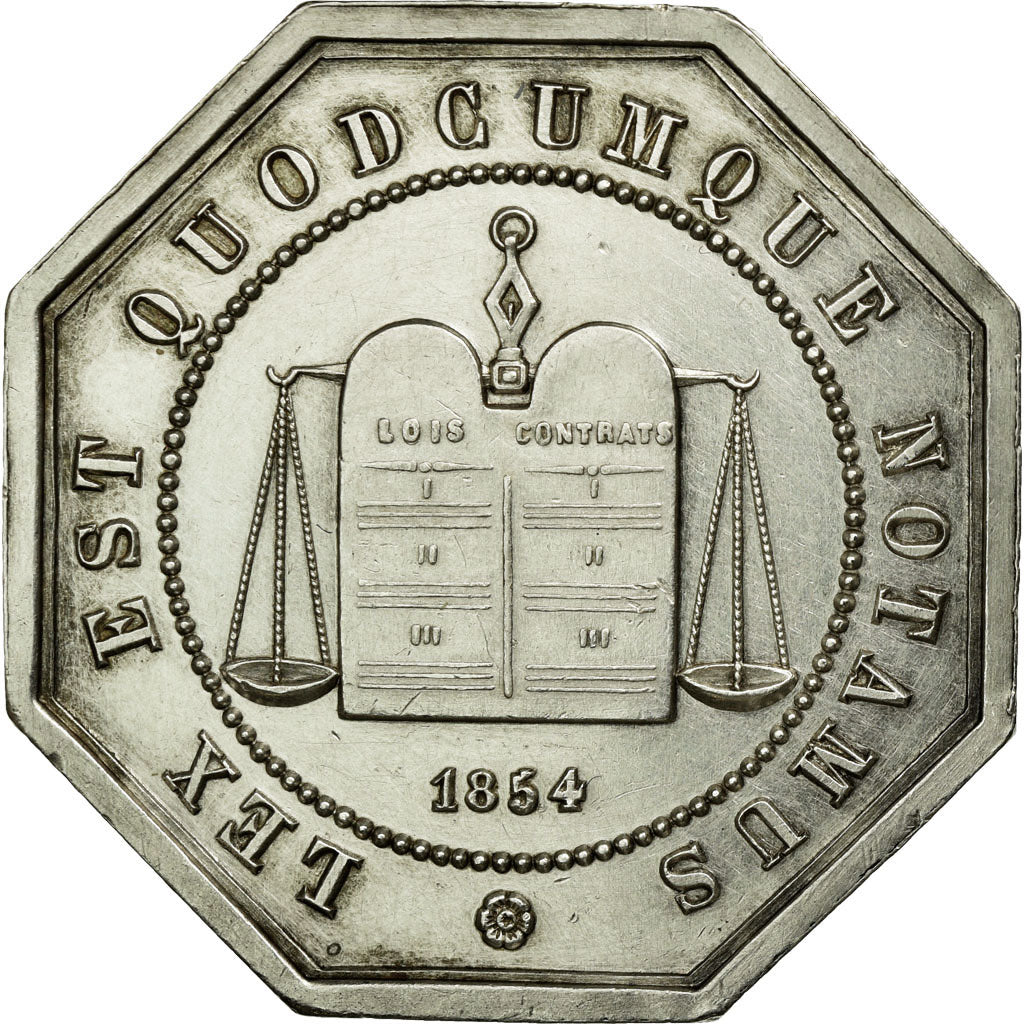 France, Token, Notary, 1854, MS(60-62), Silver, Lerouge:12