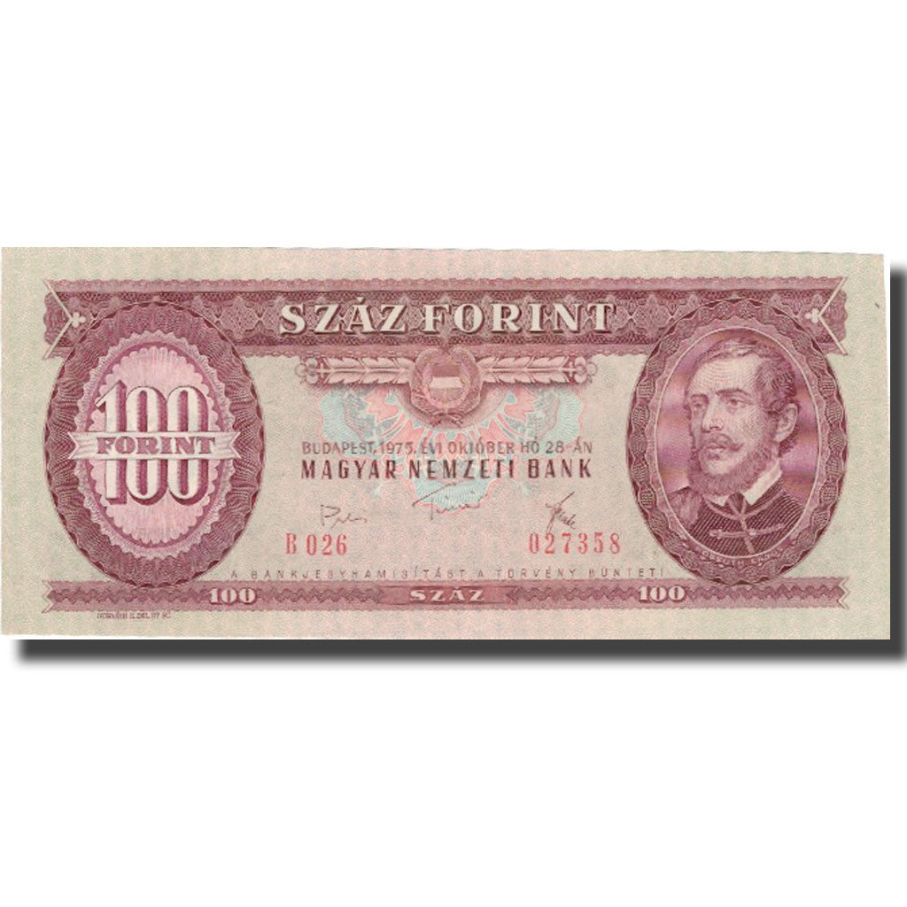 Nota, Hungria, 100 Forint, 1975-10-28, KM:171e, AU(50-53)