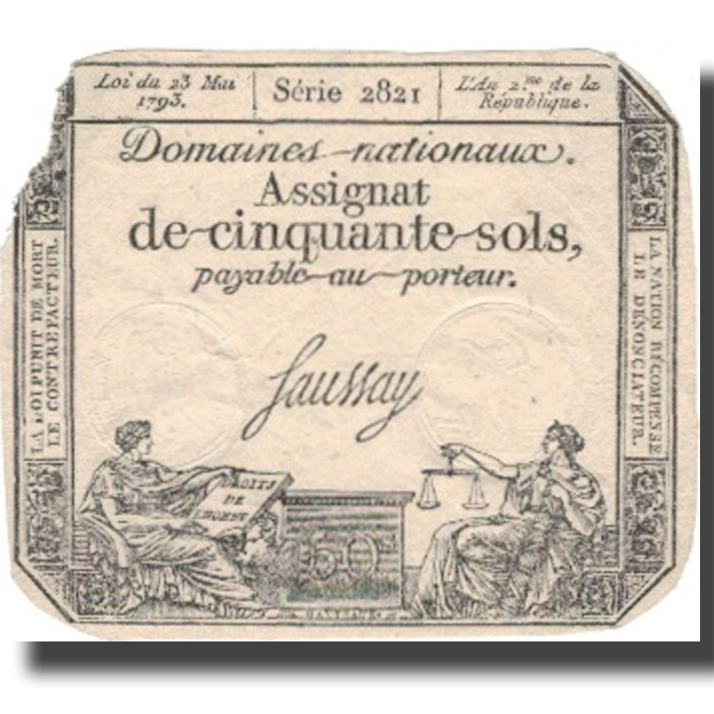 France, 50 Sols, 1793, 1793-05-25, F(12-15), KM:A70b, Lafaurie:167