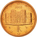 Italia, Euro Cent, 2002, FDC, Acciaio placcato rame, KM:210