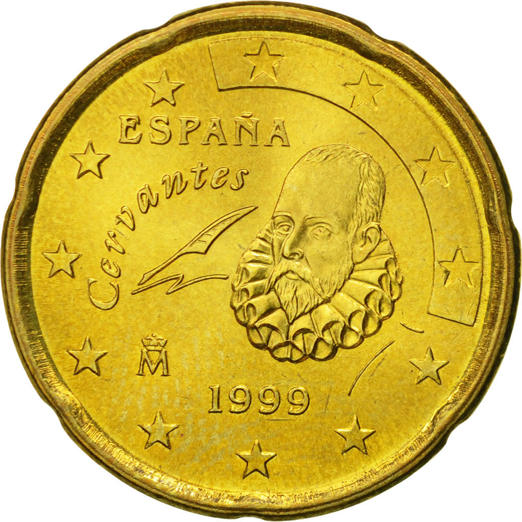 España, 20 Euro Cent, 1999, SC, Latón, KM:1044