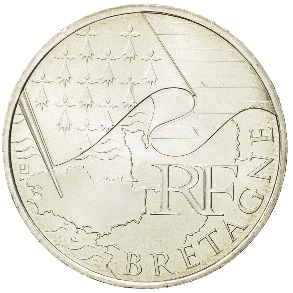 France, 10 Euro, Bretagne, 2010, MS(63), Silver, KM:1648
