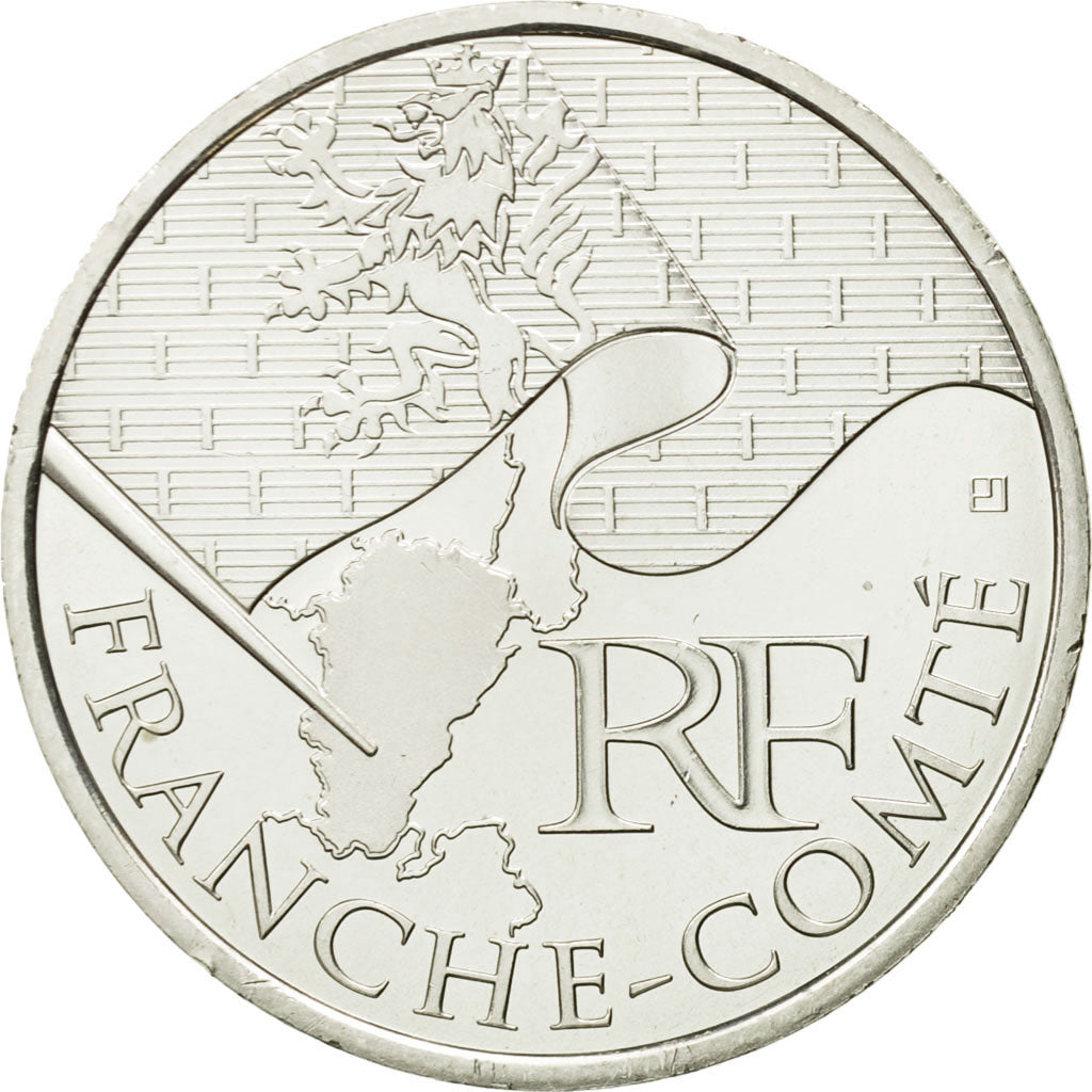 France, 10 Euro, Franche-Comté, 2010, MS(63), Silver, KM:1653