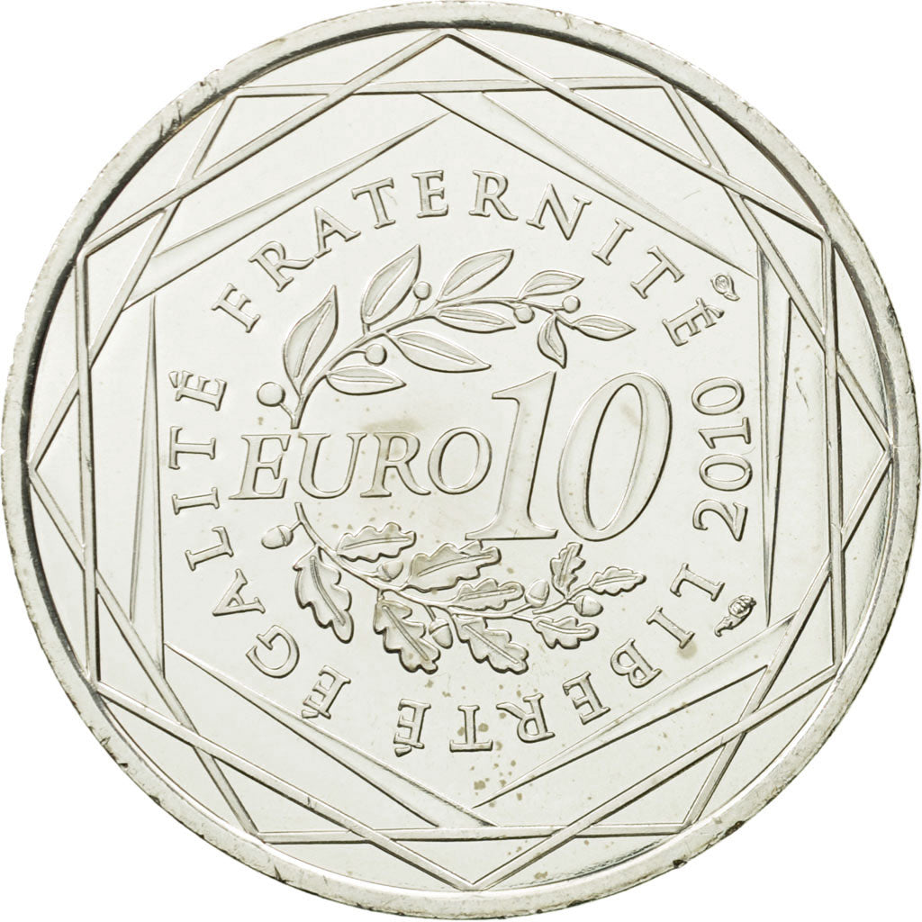 France, 10 Euro, Franche-Comté, 2010, MS(63), Silver, KM:1653