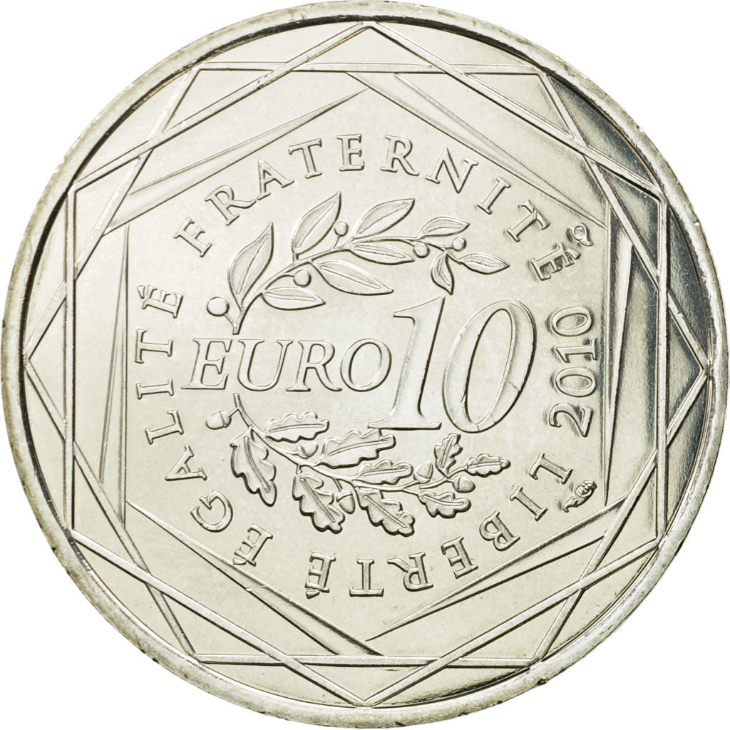 Francja, 10 Euro, Aquitaine, 2010, Paris, MS(63), Srebro, KM:1645