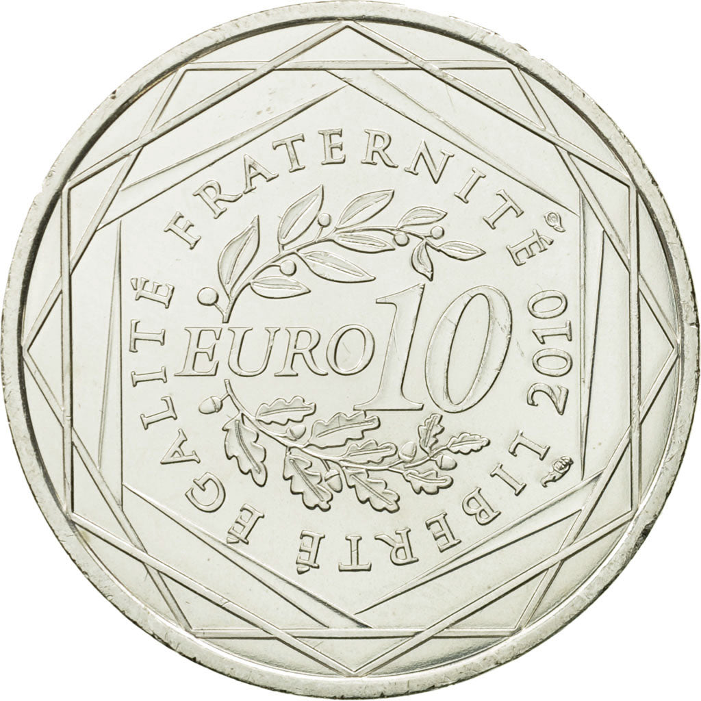 France, 10 Euro, Poitou-Charentes, 2010, MS(63), Silver, KM:1667