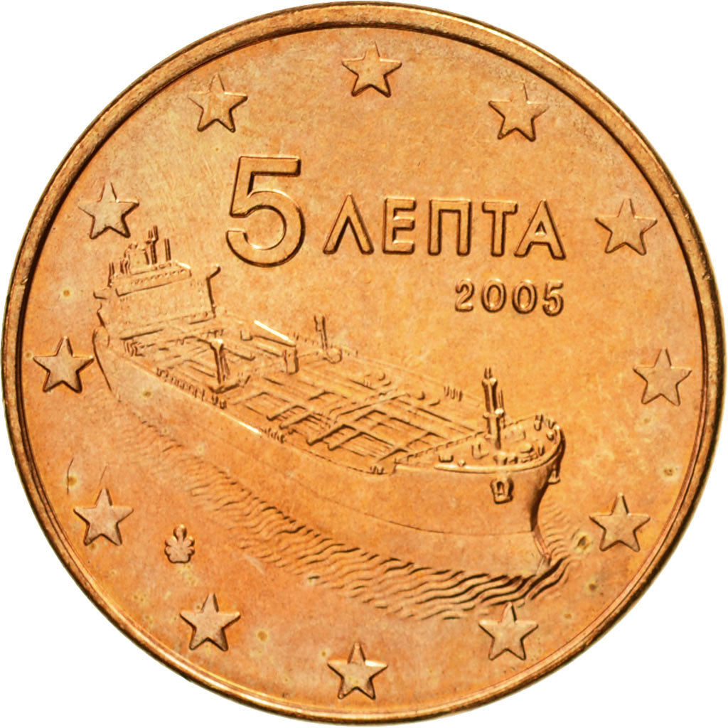 Greece, 5 Euro Cent, 2005, MS(63), Copper Plated Steel, KM:183