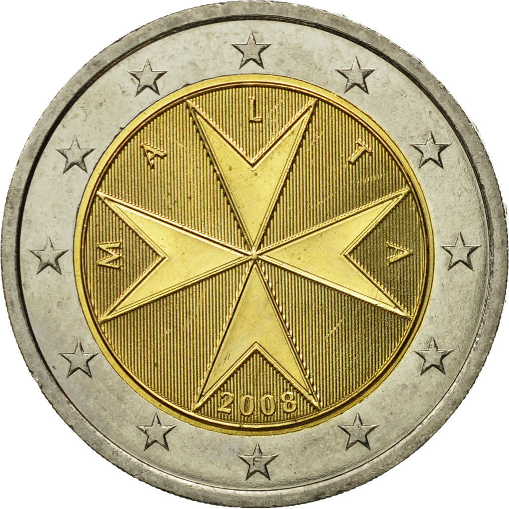 Malta, 2 Euro, 2008, Paris, MS(63), Bimetaliczny, KM:132
