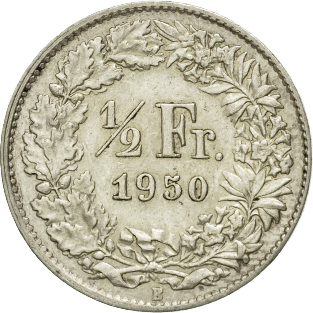 Moneta, Svizzera, 1/2 Franc, 1950, Bern, MB+, Argento, KM:23