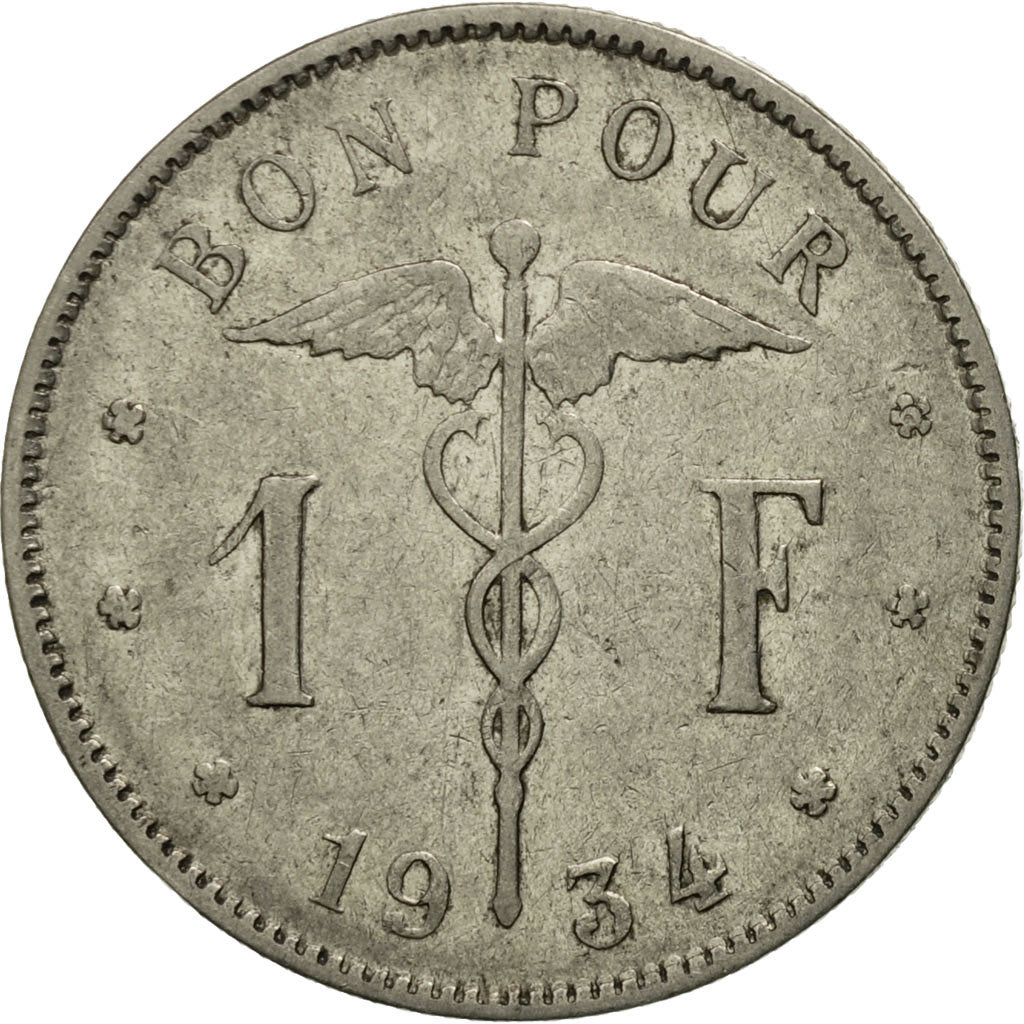 Moneta, Belgio, Franc, 1934, BB, Nichel, KM:89