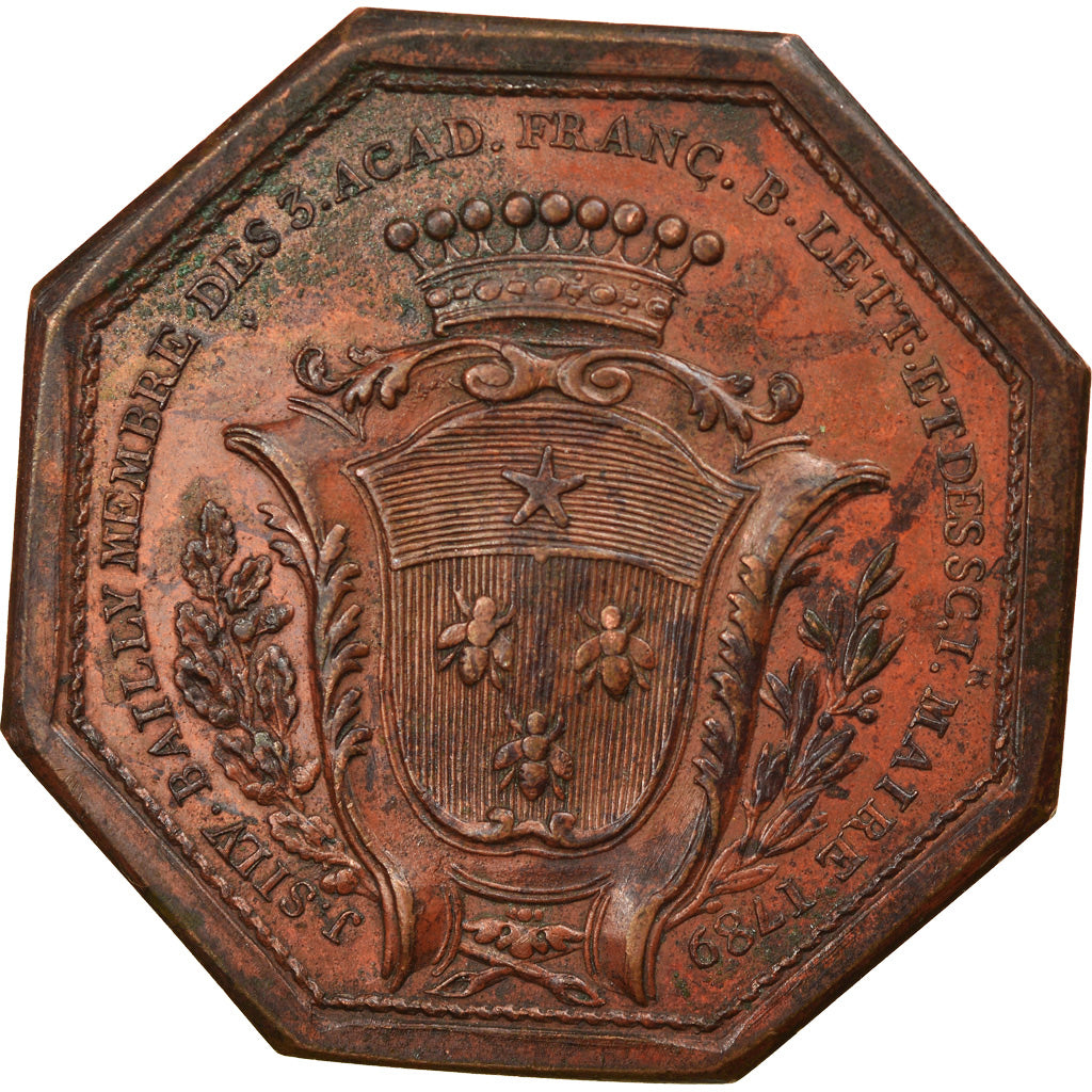 France, Token, Ile de France, Villes et Noblesse, Jean Sylvain Bailly, 1789