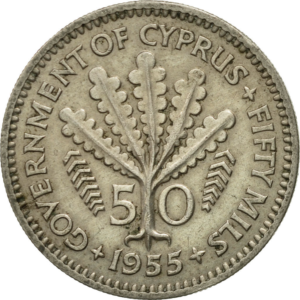 Coin, Cyprus, 50 Mils, 1955, EF(40-45), Copper-nickel, KM:36