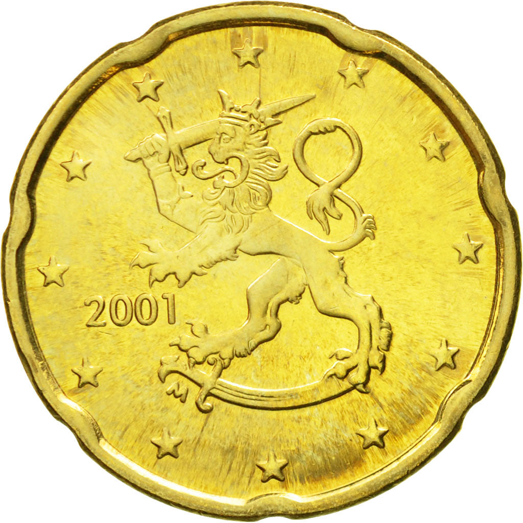 Finlande, 20 Euro Cent, 2001, FDC, Laiton, KM:102