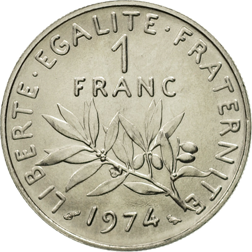 Coin, France, Semeuse, Franc, L.1974, Paris, MS(65-70), Nickel, KM:925.1