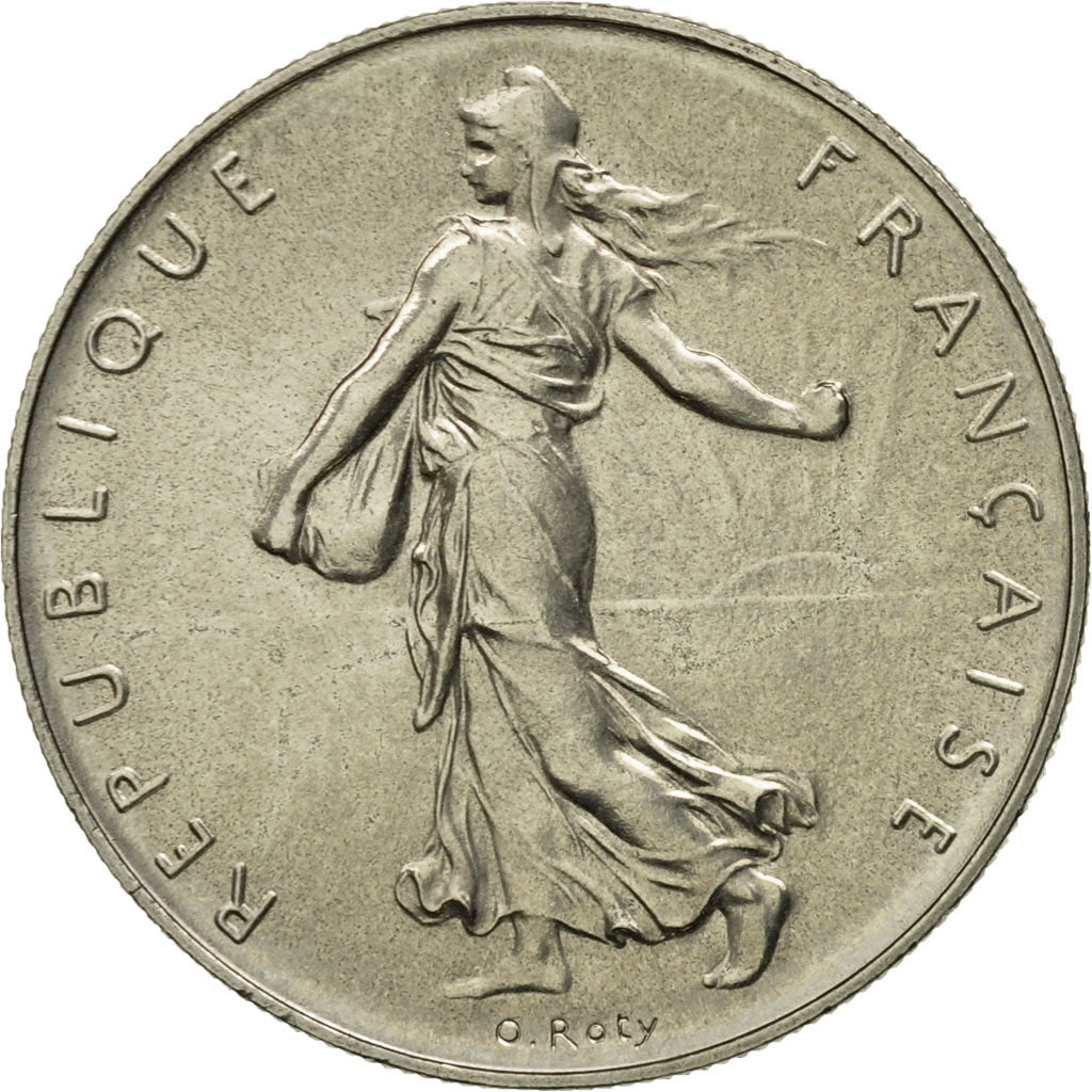 Coin, France, Semeuse, Franc, 1975, Paris, MS(63), Nickel, KM:925.1, Gadoury:474