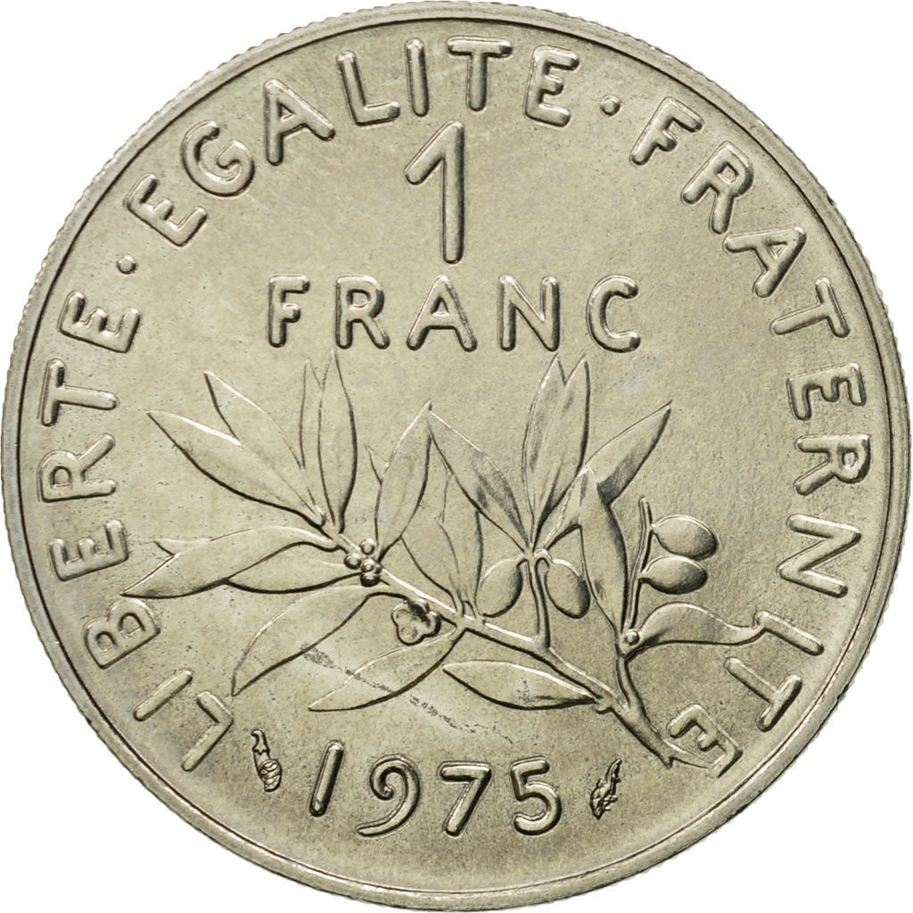 Coin, France, Semeuse, Franc, 1975, Paris, MS(63), Nickel, KM:925.1, Gadoury:474