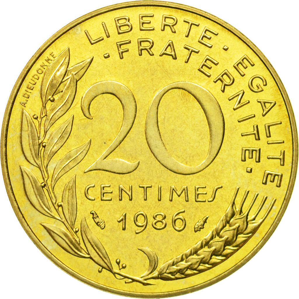 Coin, France, Marianne, 20 Centimes, 1986, Paris, MS(63), Aluminum-Bronze