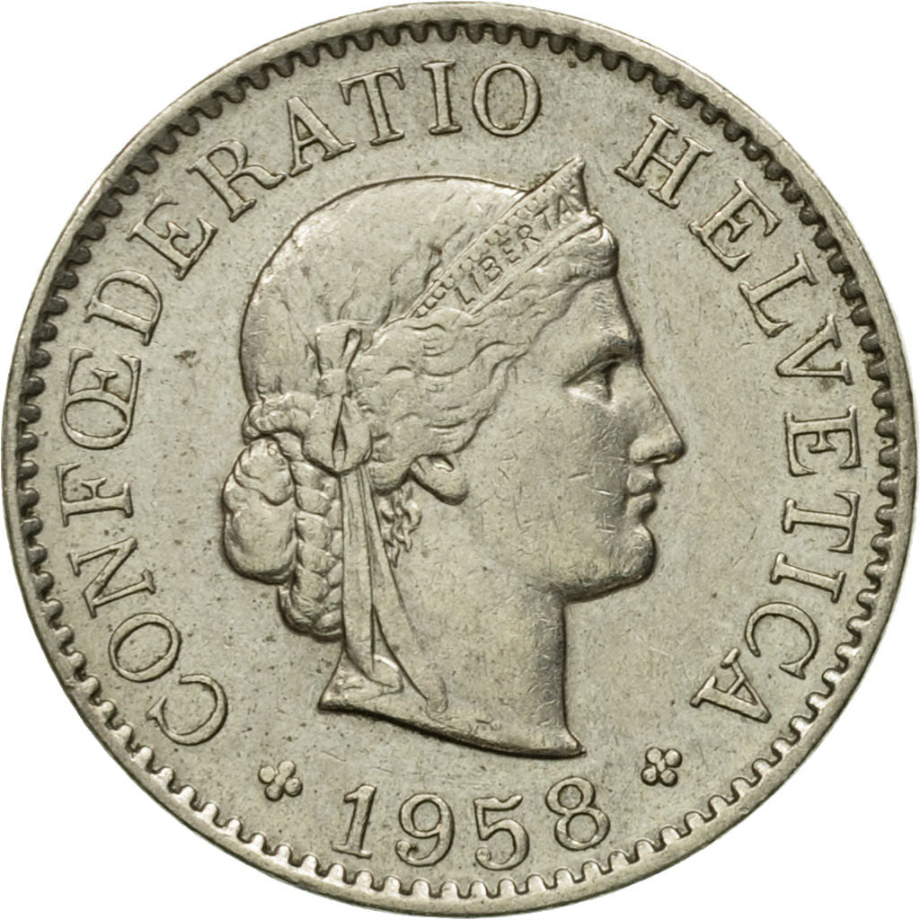 Coin, Switzerland, 5 Rappen, 1958, Bern, AU(50-53), Copper-nickel, KM:26