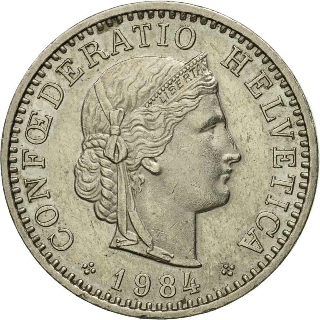 Coin, Switzerland, 20 Rappen, 1984, Bern, EF(40-45), Copper-nickel, KM:29a