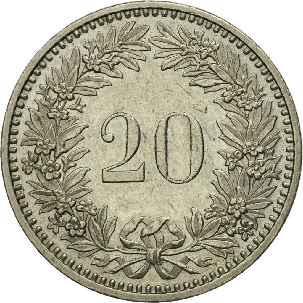 Coin, Switzerland, 20 Rappen, 1984, Bern, EF(40-45), Copper-nickel, KM:29a