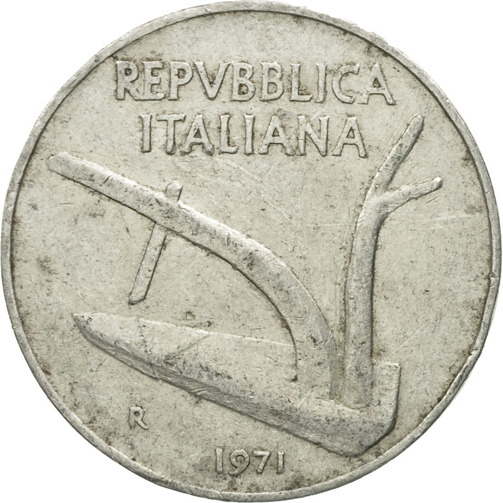 Moneda, Italia, 10 Lire, 1971, Rome, MBC, Aluminio, KM:93