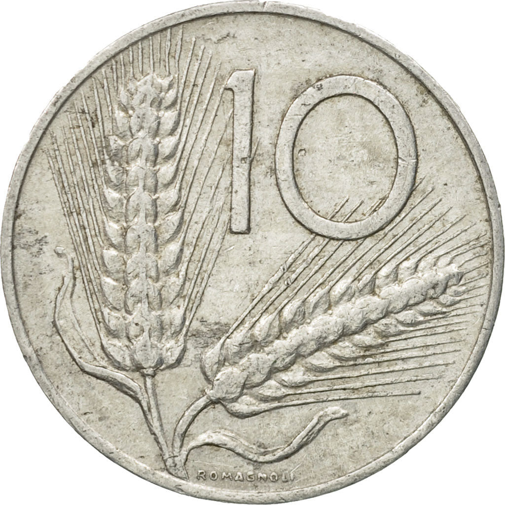 Moneda, Italia, 10 Lire, 1971, Rome, MBC, Aluminio, KM:93
