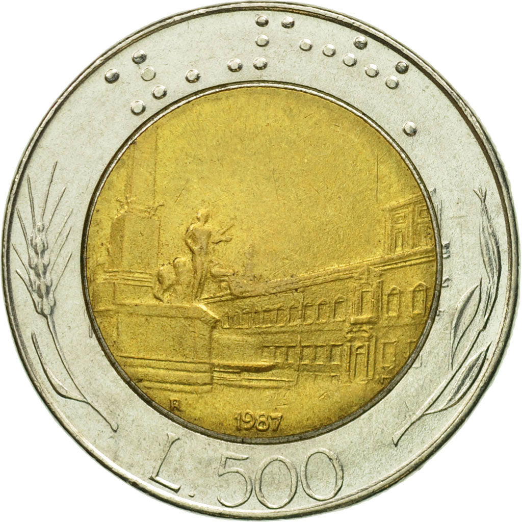 Coin, Italy, 500 Lire, 1987, Rome, EF(40-45), Bi-Metallic, KM:111