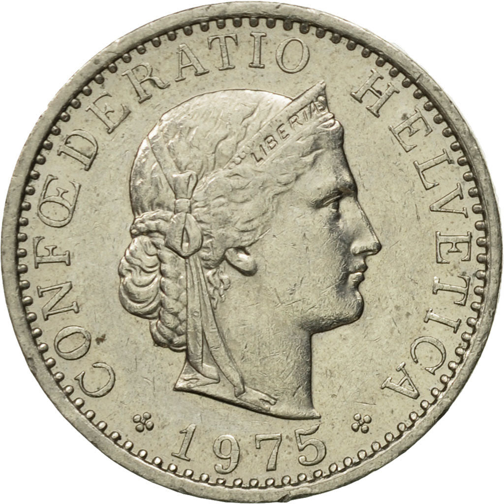 Coin, Switzerland, 20 Rappen, 1975, Bern, AU(50-53), Copper-nickel, KM:29a