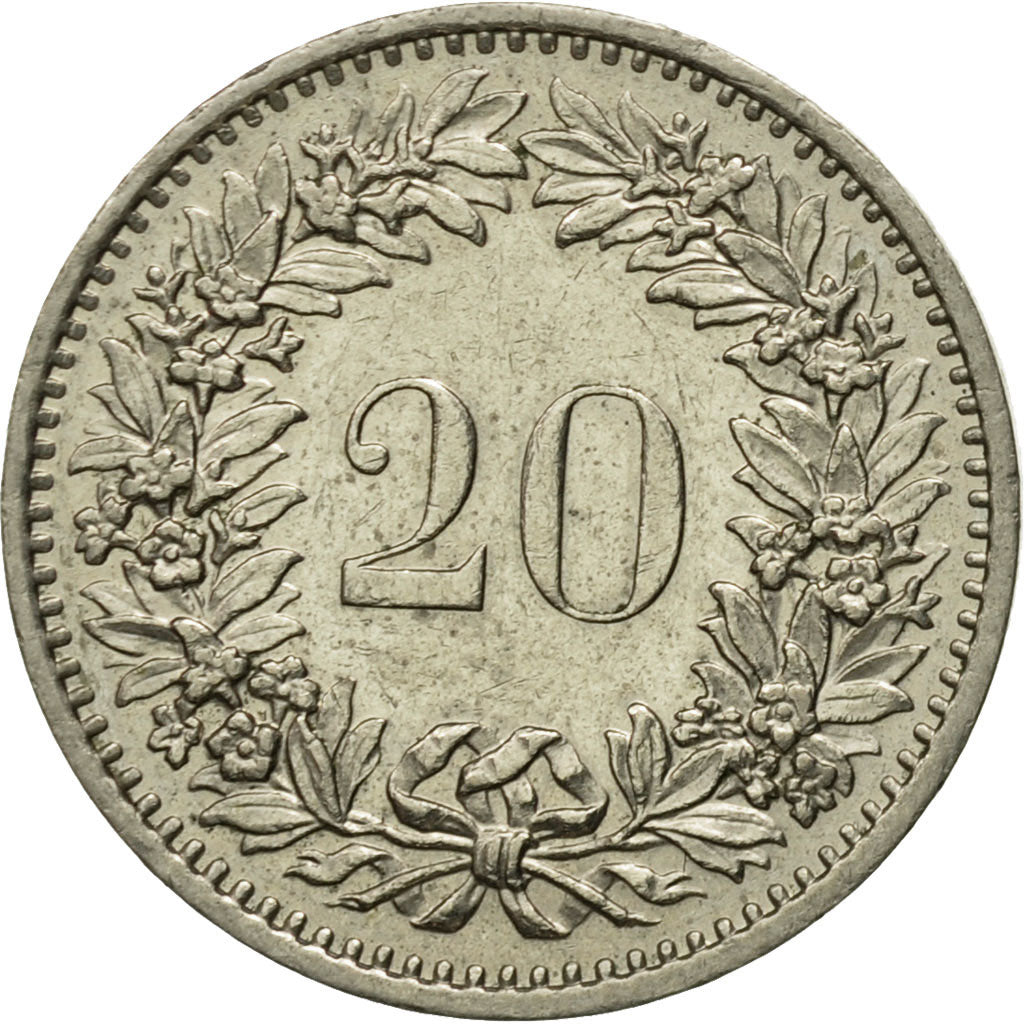 Coin, Switzerland, 20 Rappen, 1975, Bern, AU(50-53), Copper-nickel, KM:29a
