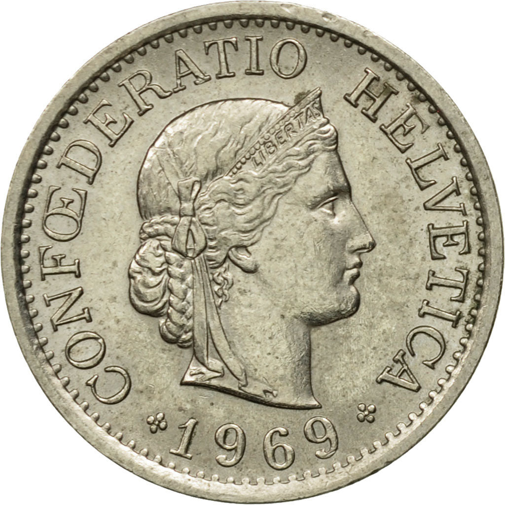 Coin, Switzerland, 10 Rappen, 1969, Bern, EF(40-45), Copper-nickel, KM:27