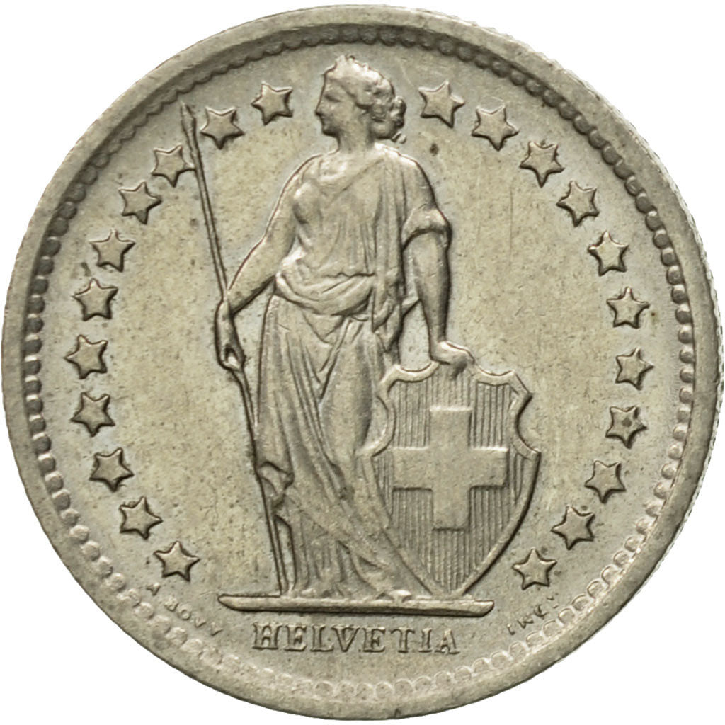 Coin, Switzerland, 1/2 Franc, 1968, Bern, EF(40-45), Copper-nickel, KM:23a.1