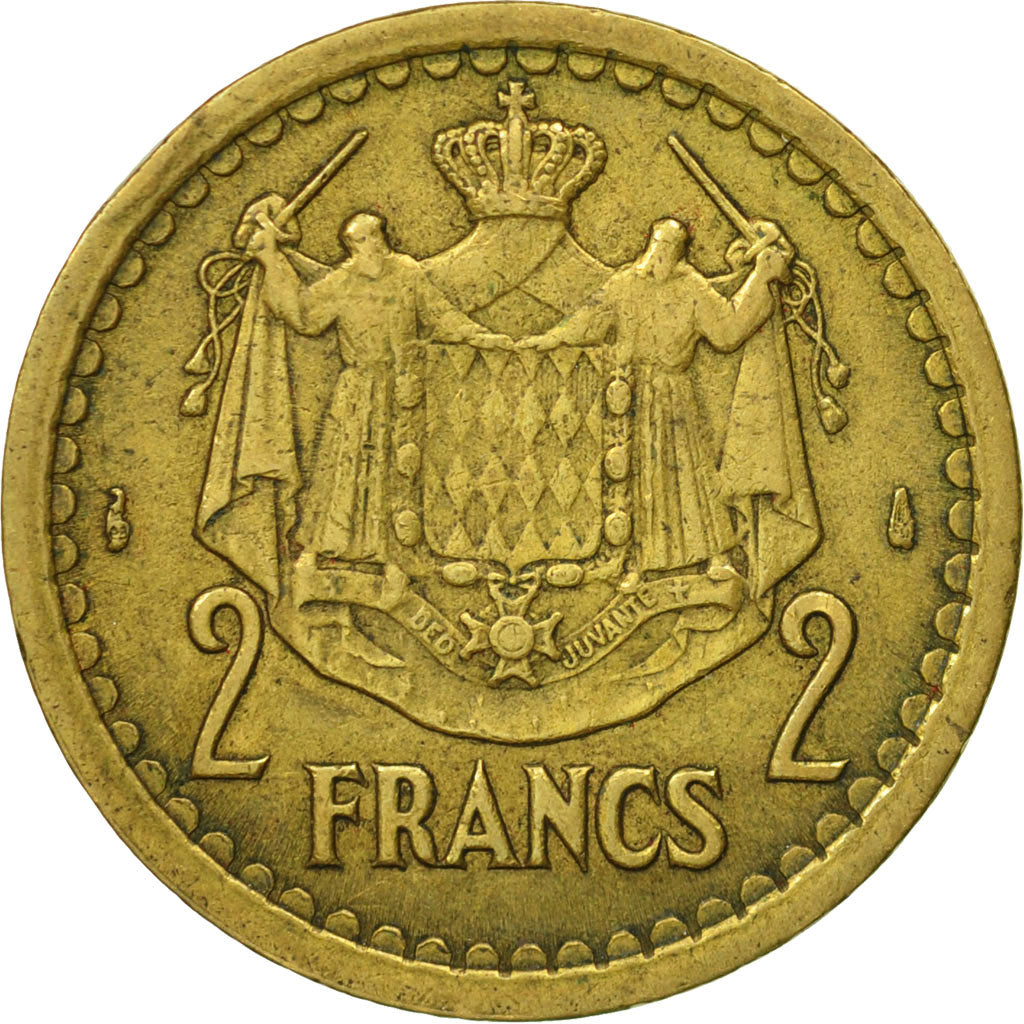 Monnaie, Monaco, 2 Francs, Undated (1943), TTB, Cupro-Aluminium, Gadoury:MC134